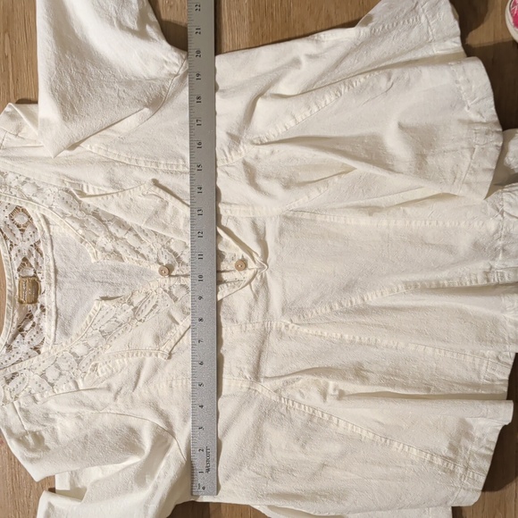 Free People NWOT Free-est Pintuck Lace Long Sleeve Pleated Blouse sz MED - Picture 11 of 15